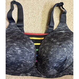 Livi 42DDD Sports Bra Black Convertible Rainbow No Wire Back Closure Lane Bryant